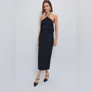 BRAND NEW TUCKERNUCK black halter midi dress